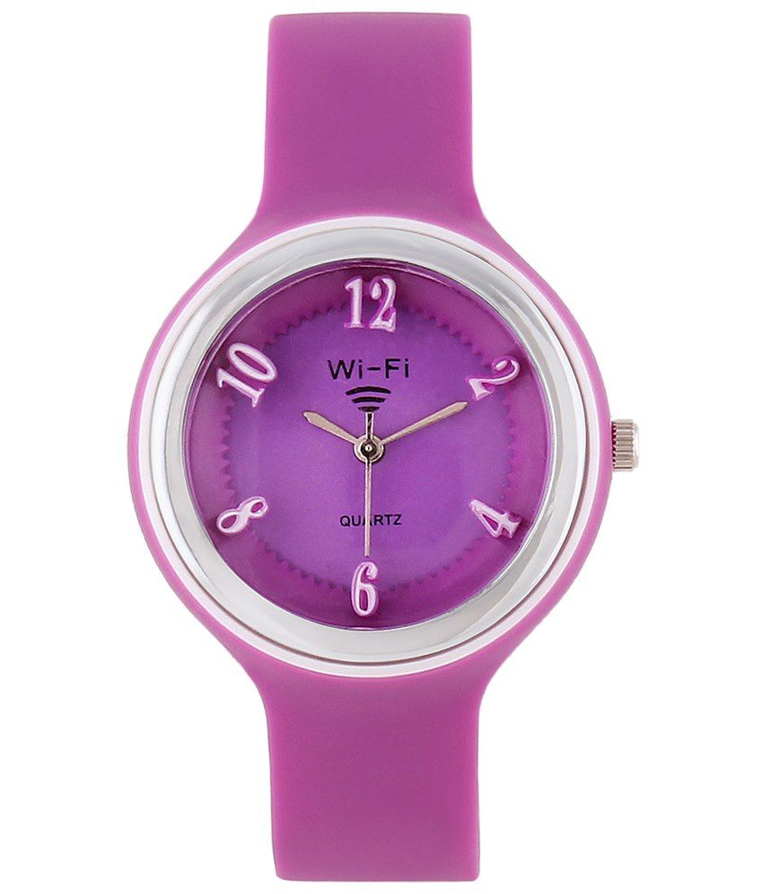 purple wrist watch