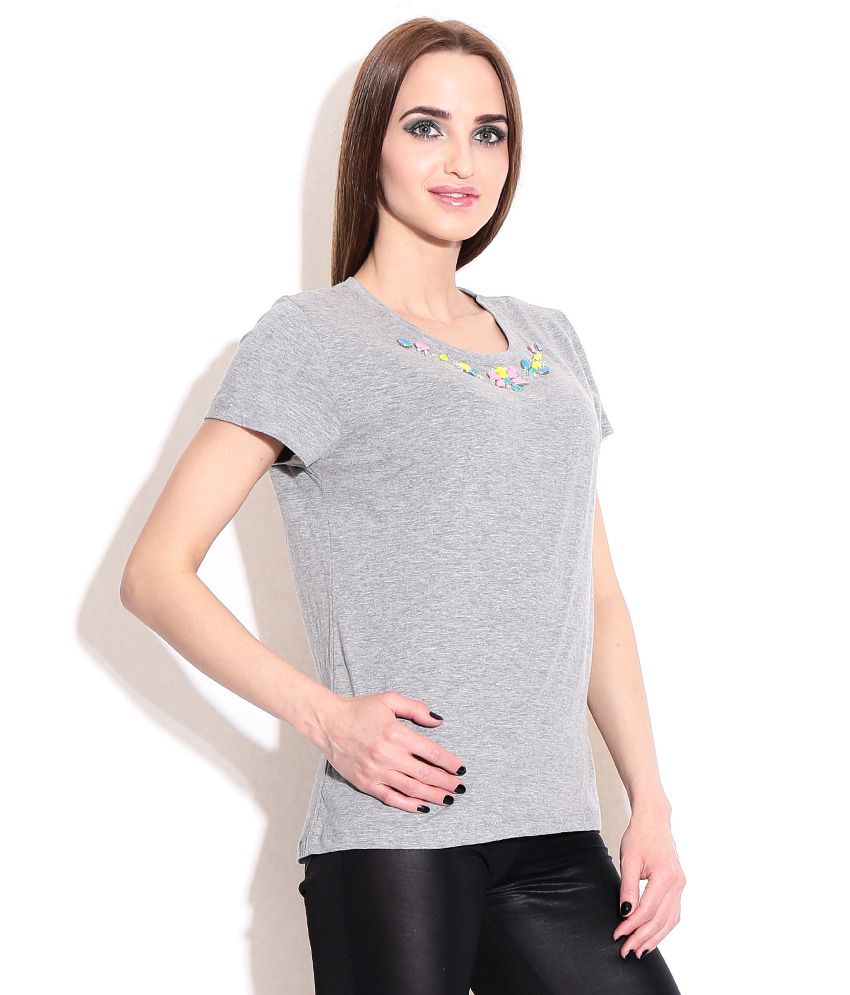 Chemistry Gray Cotton Top - Buy Chemistry Gray Cotton Top Online at ...