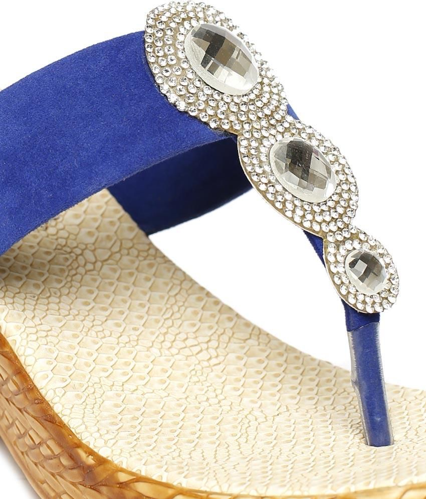 Foot Jewel Wedge Heel Blue Slip On Price in India Buy Foot Jewel Wedge