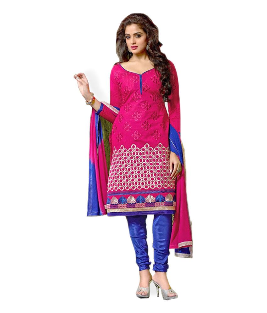 FashionBazaar99 Pink Cotton Unstitched Dress Material - Buy ...