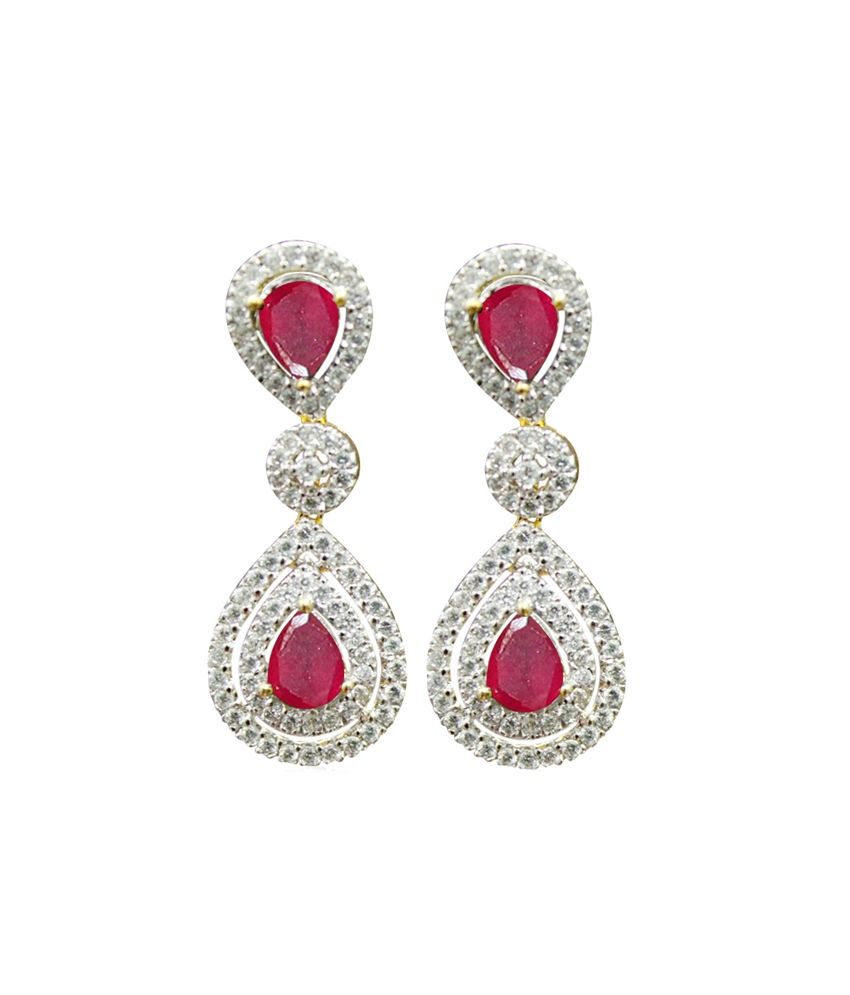 Jbpearls Red Ruby Stone Earrings - Buy Jbpearls Red Ruby Stone Earrings