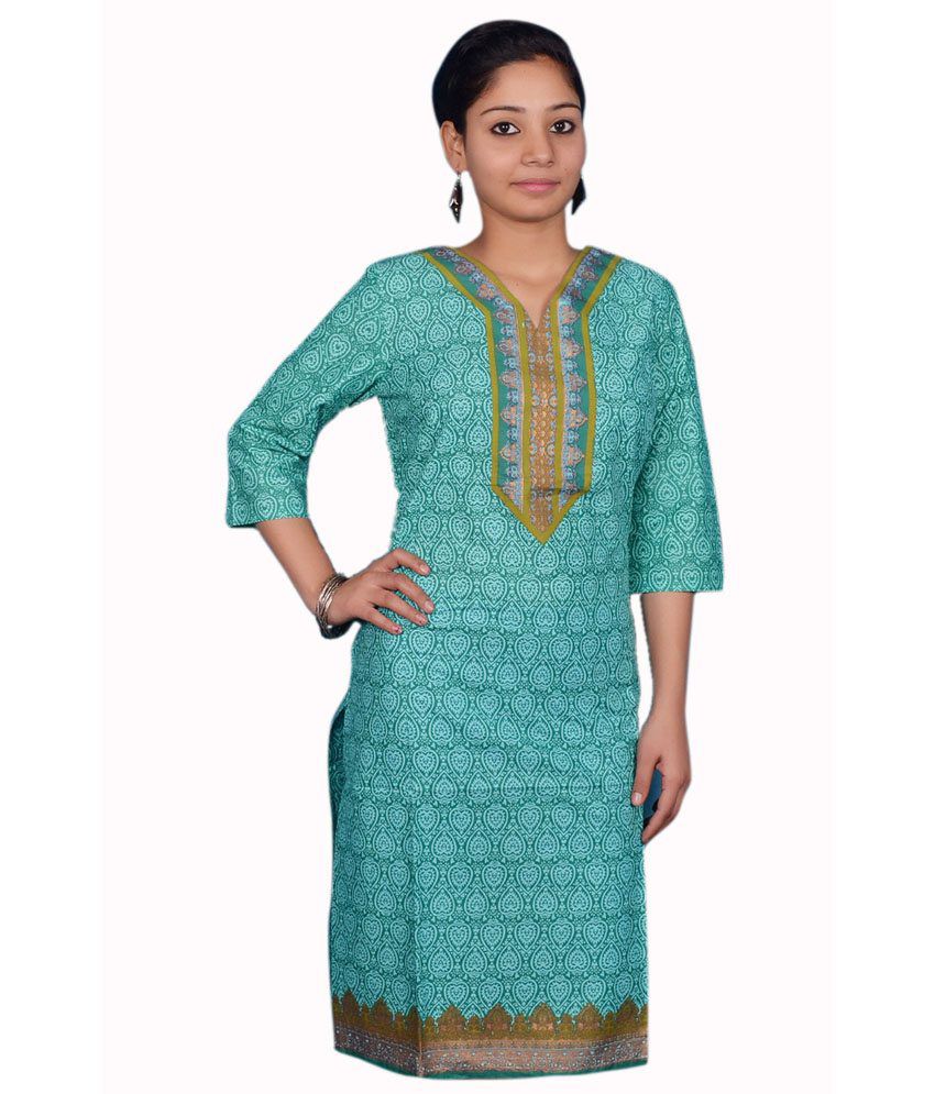 Versatile Garments Fashion Printed Turquoise Kurti - Buy Versatile ...