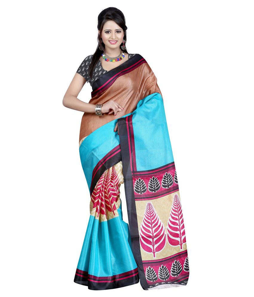 Sonakshi Sarees Multi Color Bhagalpuri Silk Saree Buy Sonakshi Sarees Multi Color Bhagalpuri