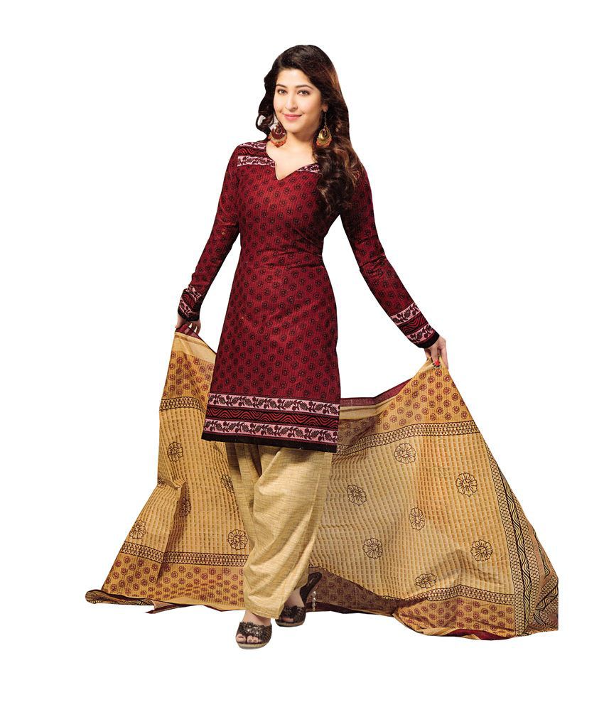 Vaamsi Multicoloured Cotton Dress Material - Buy Vaamsi ...
