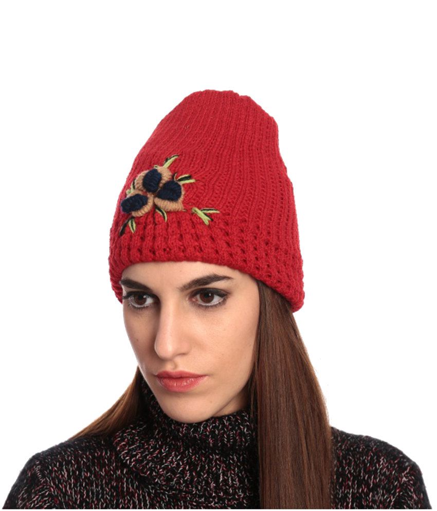 Klem element Gevoelig voor Shellac Stunning Red Women Woolen Cap: Buy Online at Low Price in India -  Snapdeal