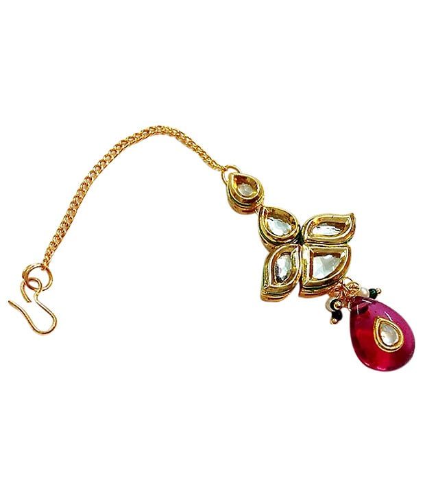 Divinique Jewellery Superb Gold Finish Polki Maang Tika Buy Divinique Jewellery Superb Gold Finish Polki Maang Tika Online In India On Snapdeal
