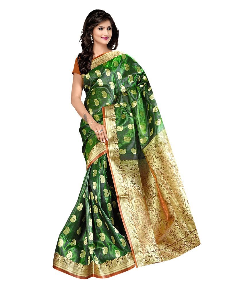 Shatabdi Green Embellished Paithani Mango Buti Silk With Blouse Piece - Buy Shatabdi Green 