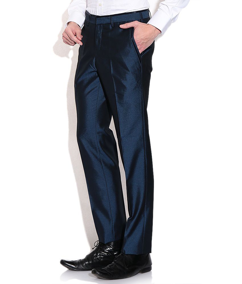 Raymond Blue Slim Fit Casual Trousers - Buy Raymond Blue Slim Fit ...