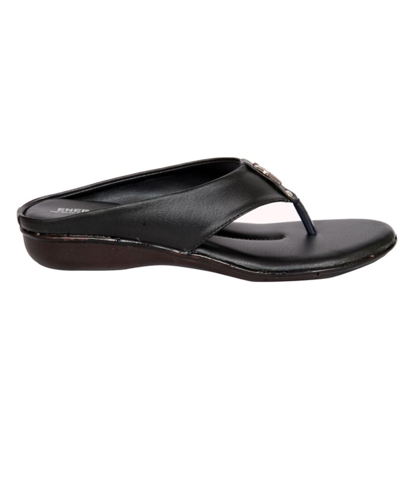 Black Faux Leather Daily Wear Chappal 