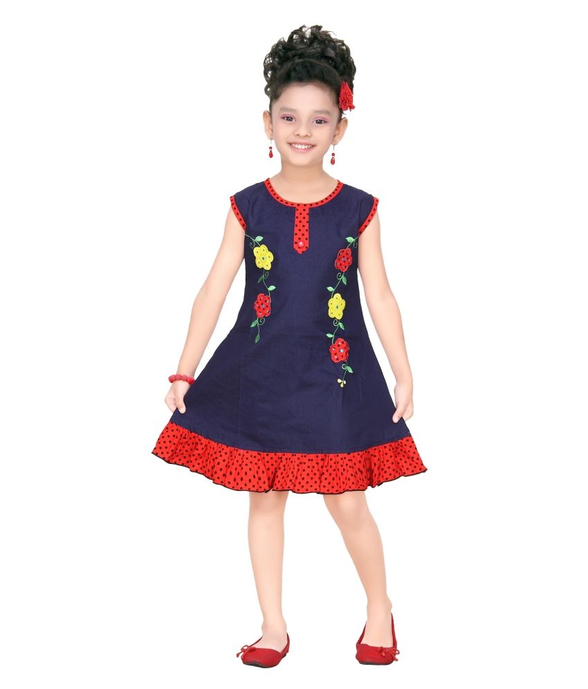 Trendy Girls Blue Cotton Frock - Buy Trendy Girls Blue Cotton Frock ...