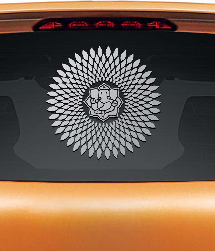    			Walldesign Radiant Ganesha Car Sticker - Silver