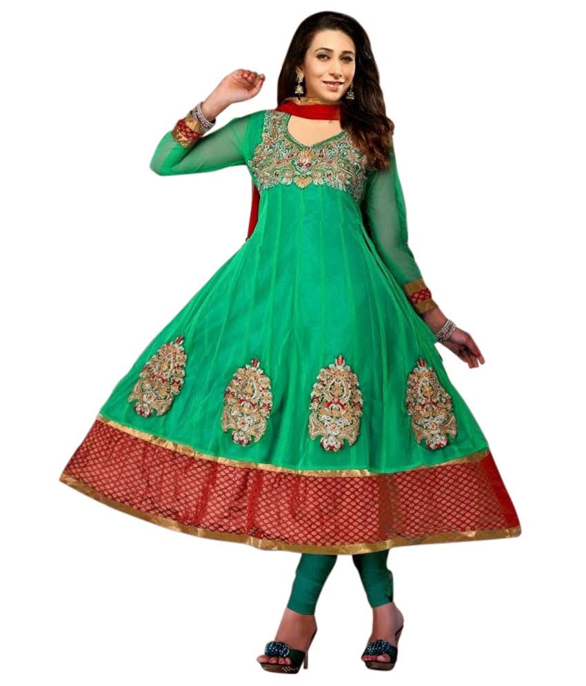 Bw Clothing Green Faux Unstitched Dress Material Buy Bw