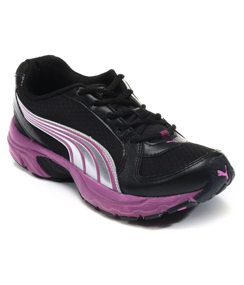 puma black and purple shoes