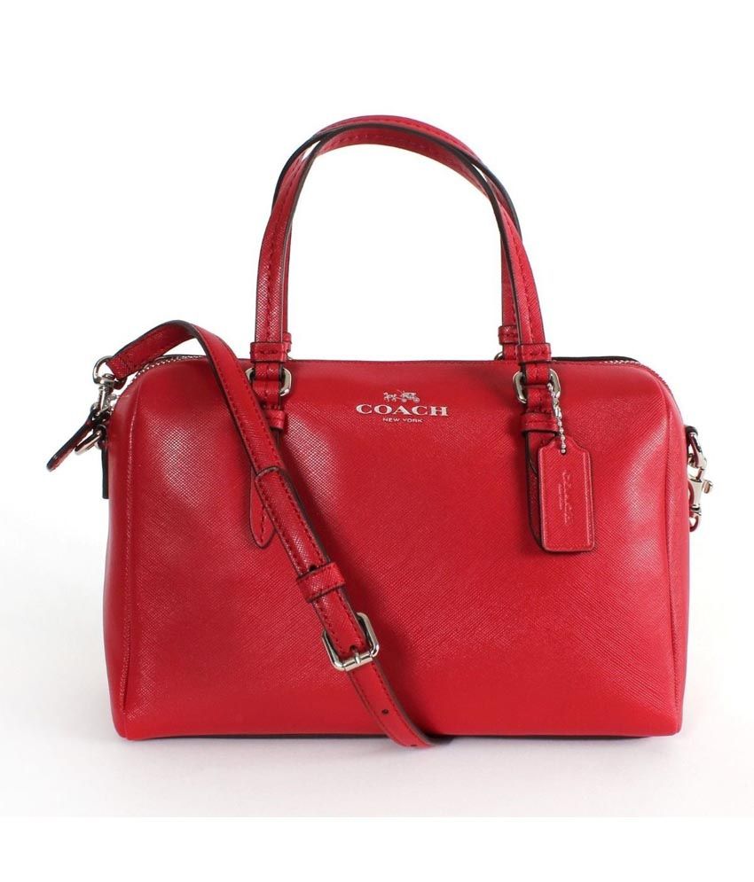 Coach Red Faux Leather Satchel Bag - Buy Coach Red Faux Leather Satchel ...