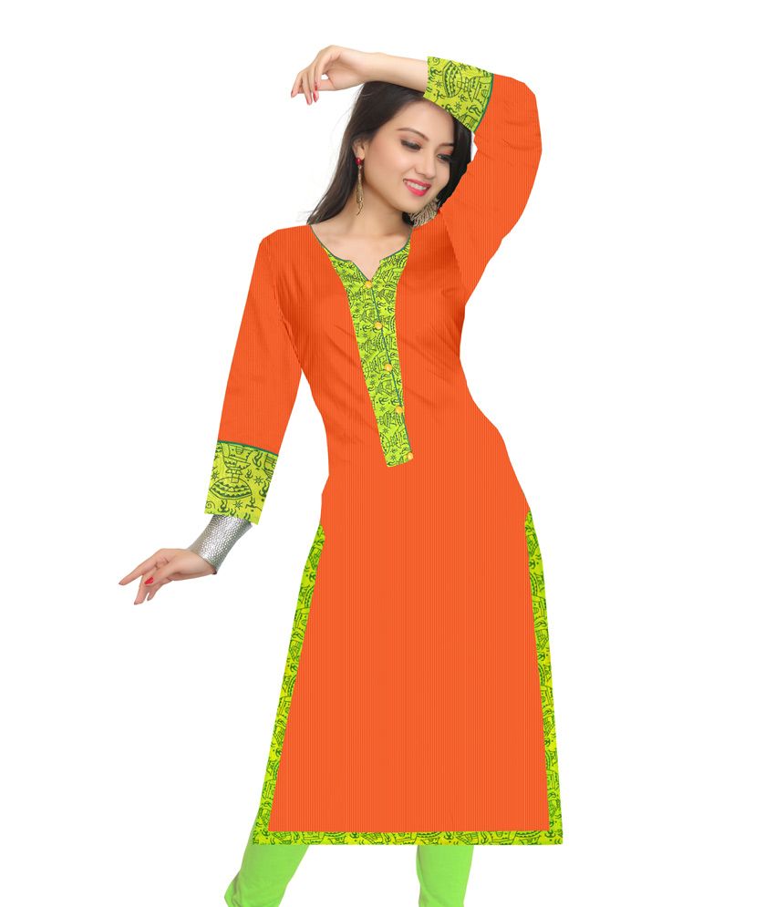orange colour kurti combination
