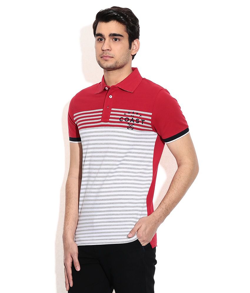 Celio Red Cotton Polo Neck T-shirt - Buy Celio Red Cotton Polo Neck T ...