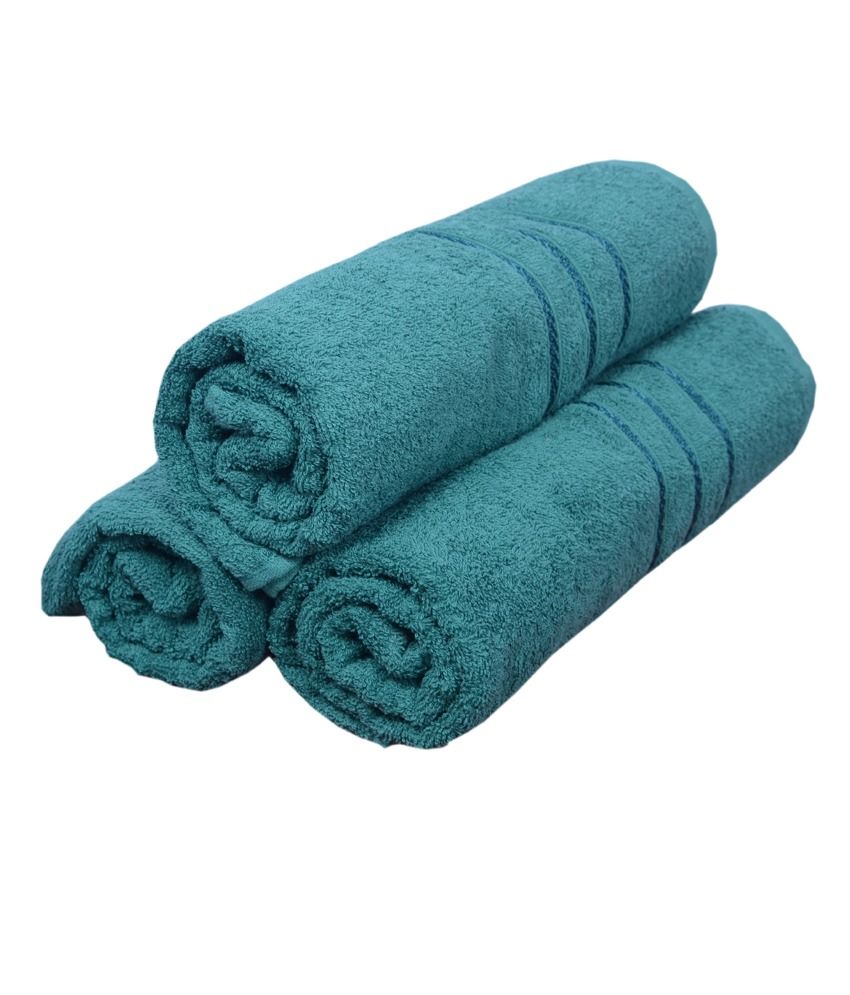 Bombay Dyeing Set of 3 Cotton Bath Towel Green Buy Bombay Dyeing