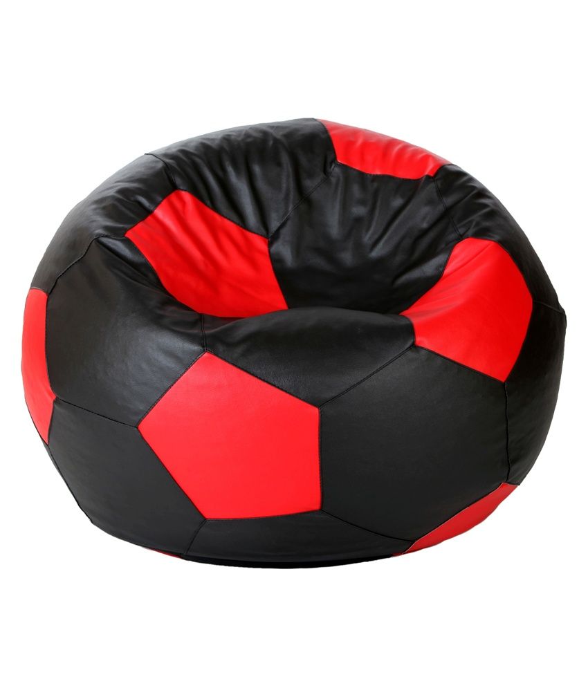 Biggie Bean Bag football Shape Xxxl Size Black And Red filled
