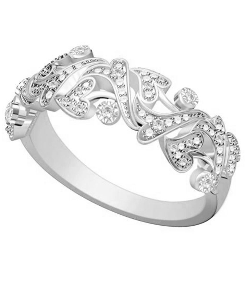 Vivre Jewels White German Silver Wedding Band Ring: Buy Vivre Jewels