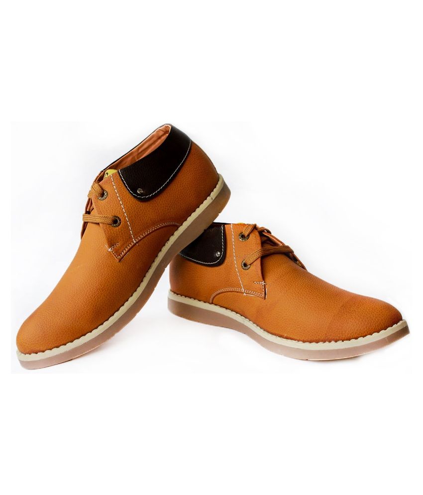 Promenade Feel Good Tan Synthetic Leather Lace Men Casual
