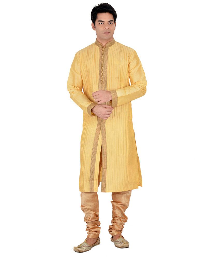 Sanwara Men's Gold Designer Kurta Churidar Set - Buy Sanwara Men's Gold  Designer Kurta Churidar Set Online at Low Price in India - Snapdeal