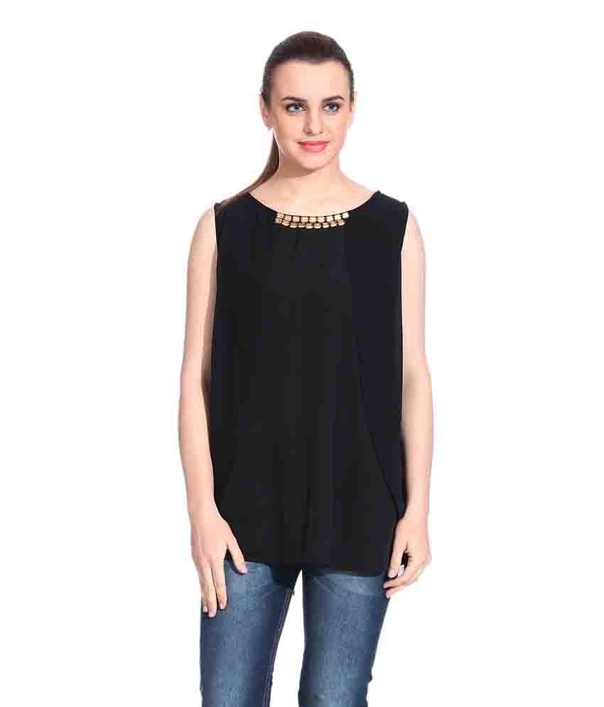     			Brands For You Black Poly Georgette Tops