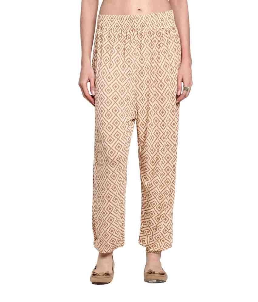 Cotton World Beige Viscose Harem Pants Price in India - Buy Cotton World Beige Viscose Harem 
