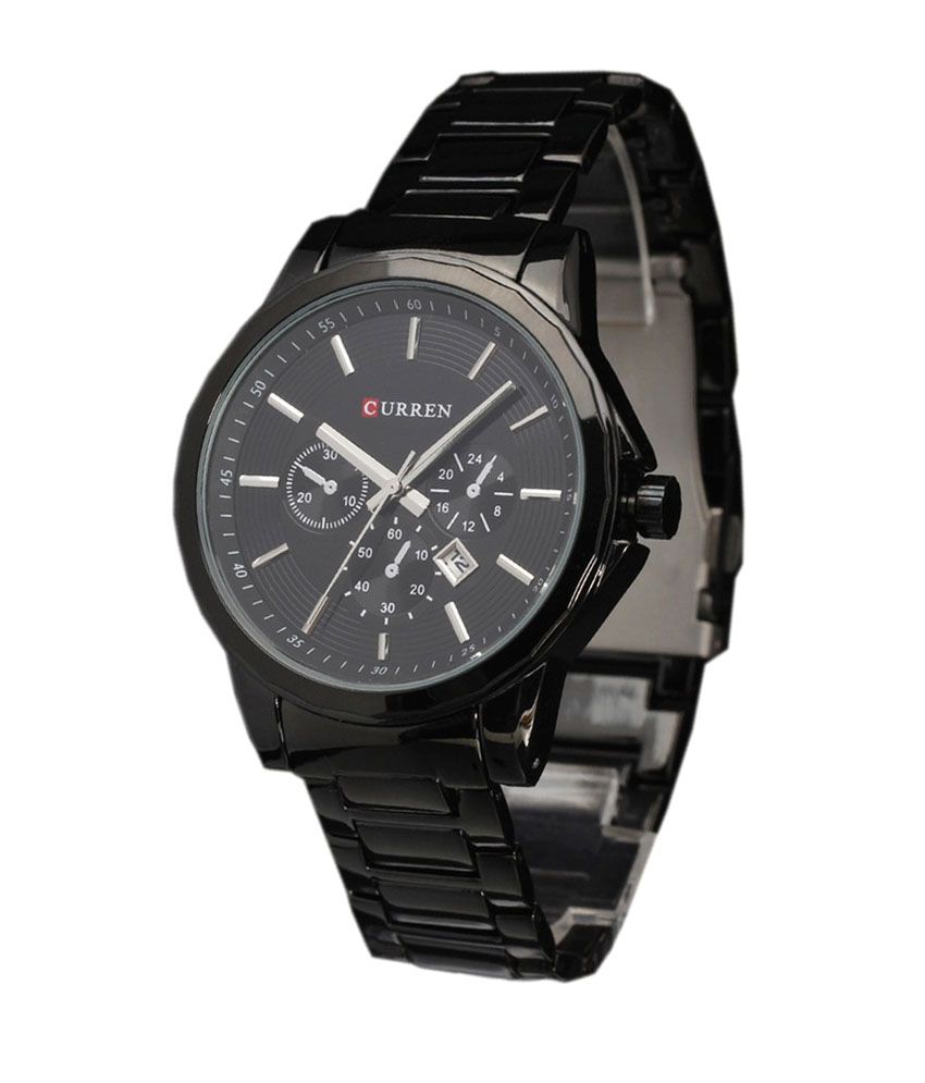 curren tan leather analog watch