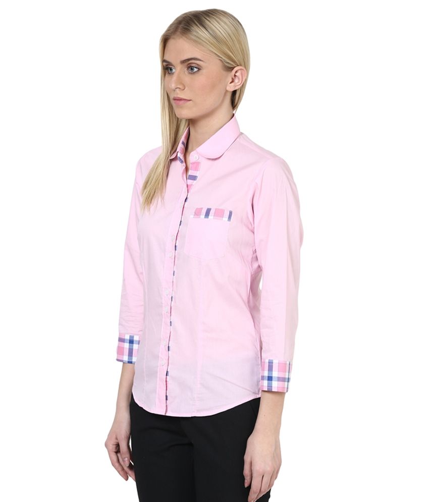 pink cotton shirt ladies