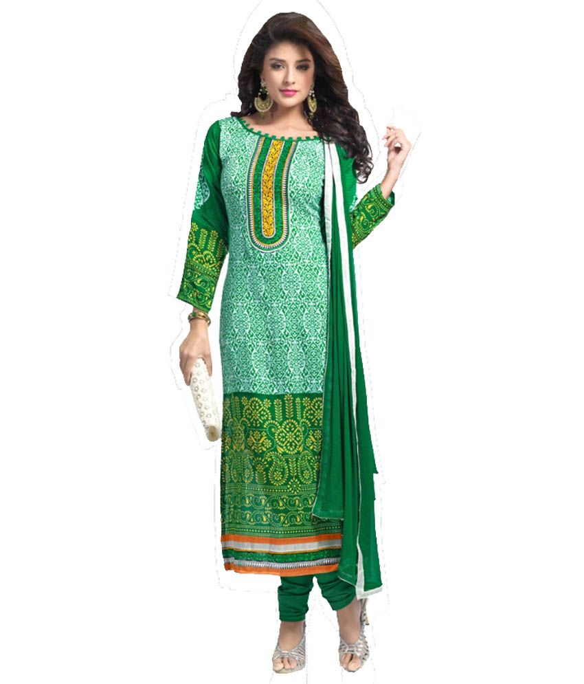 Jenny Green Cotton Embroidered Printed Dress Material Buy Jenny Green