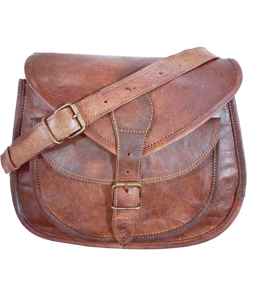 Vintage Brown Leather Sling Bag - Buy Vintage Brown Leather Sling Bag Online at Best Prices in ...