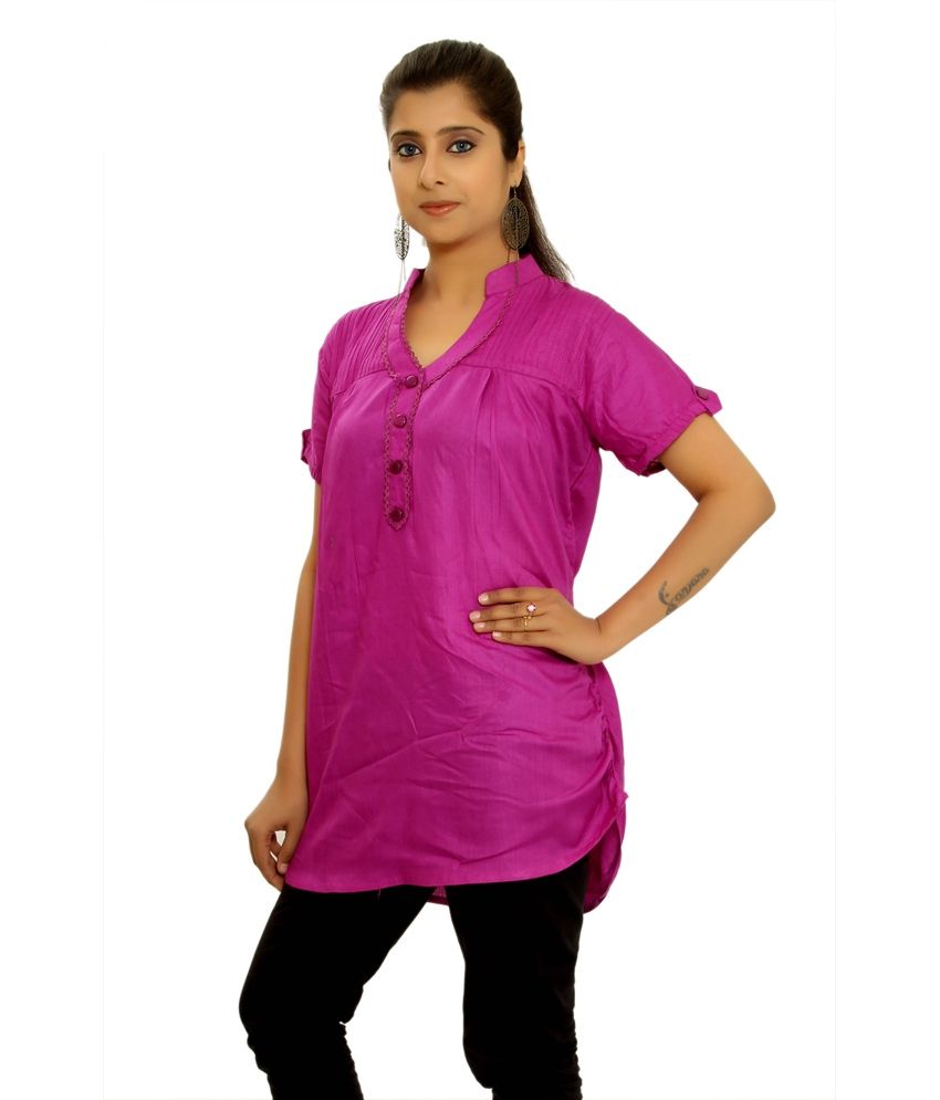 Aawari Purple Poly Rayon Plain Kurti - Buy Aawari Purple Poly Rayon ...