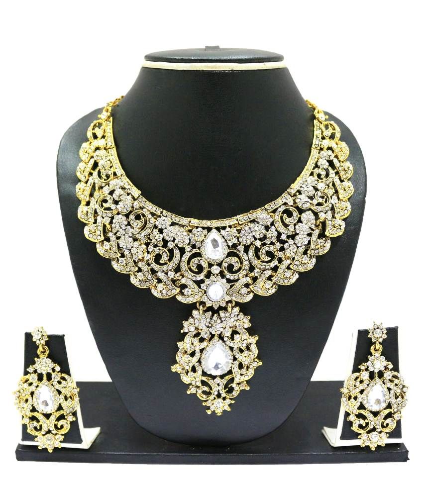 Zaveri Pearls Golden Alloy Contemporary Necklace Set Buy Zaveri