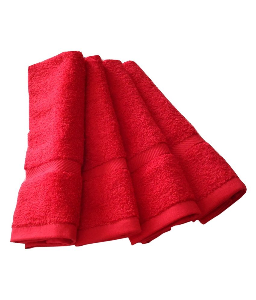 snuggle-set-of-4-cotton-hand-towel-red-buy-snuggle-set-of-4-cotton