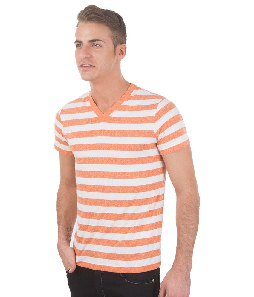 men orange and white striped shirt