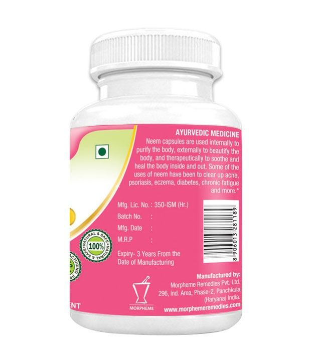 Morpheme Neem Capsules Blood Cleanser 500Mg Extract 60 Veg