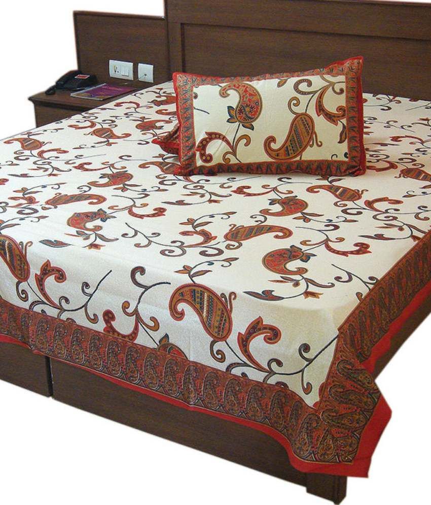 Jaipur Raga Rajasthan Gold Print Cotton Double Bed Sheet Buy Jaipur