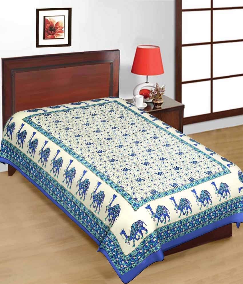 Shop Rajasthan Sanganeri Print Single Cotton Bed Sheet (buy 1 Get 1