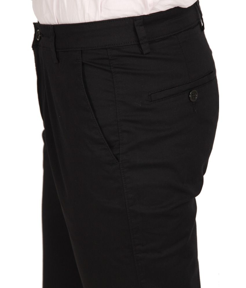Buy Cantabil Black Cotton Lycra Casuals 