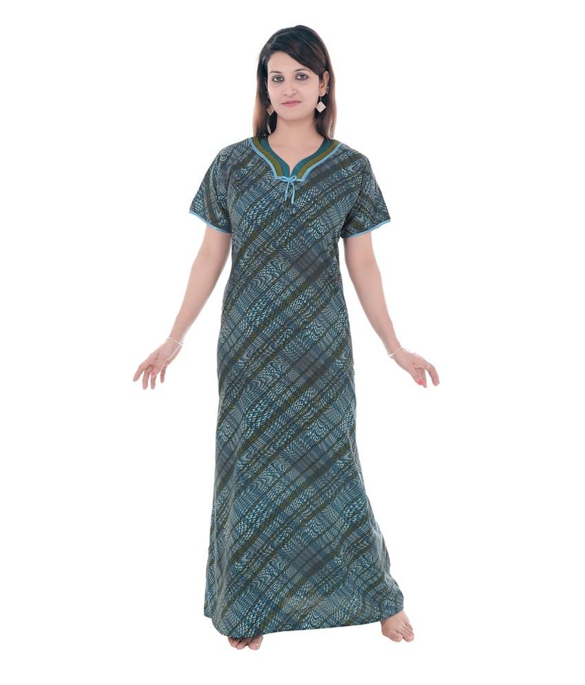 Buy Mint Blue Cotton Nighty Online at Best Prices in India - Snapdeal