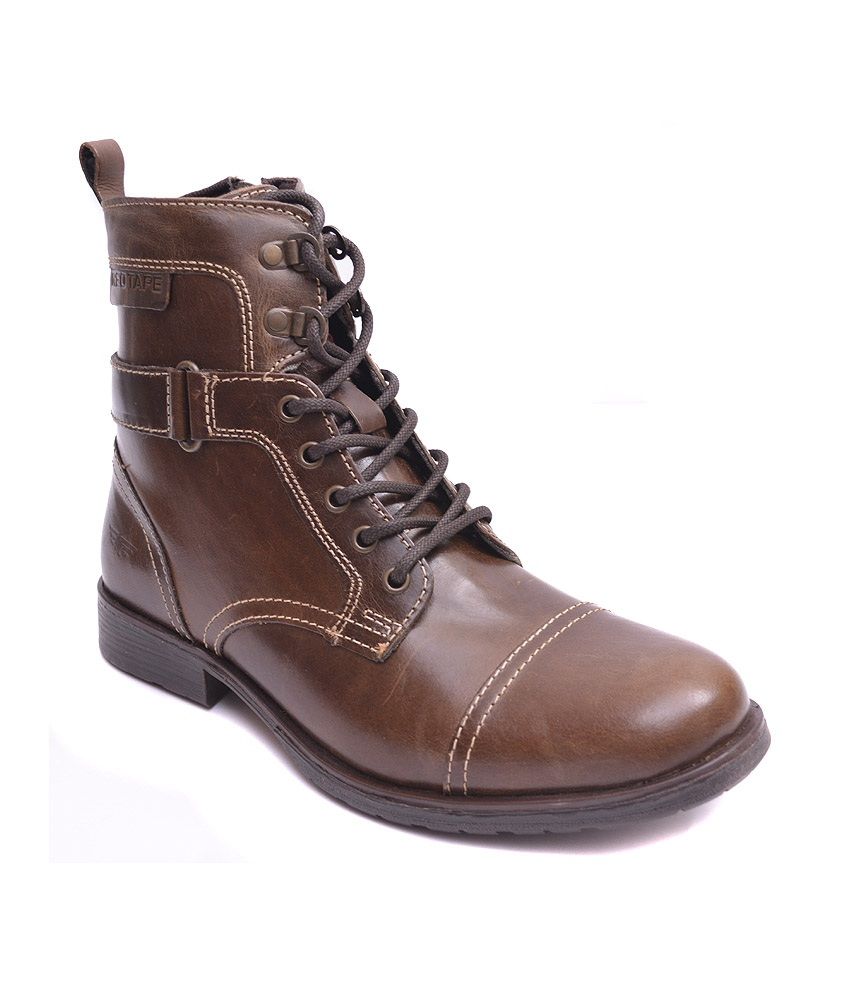 red tape coffee brown boots