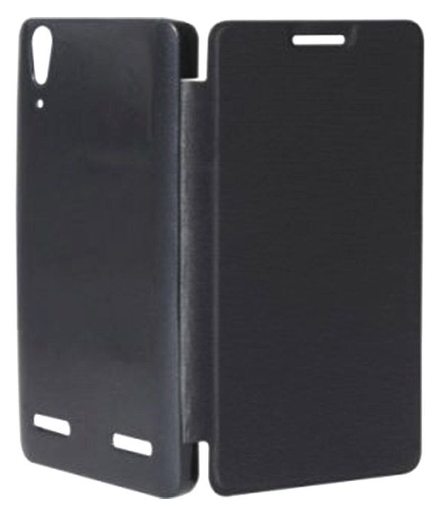 Dealz Flip Covers Synthetic Black Lenovo Flipcover for Lenovo a6000