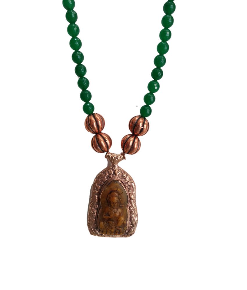 Sai Jewellery Coloured Bead Necklace with Tibetian Buddha Pendant - Buy ...