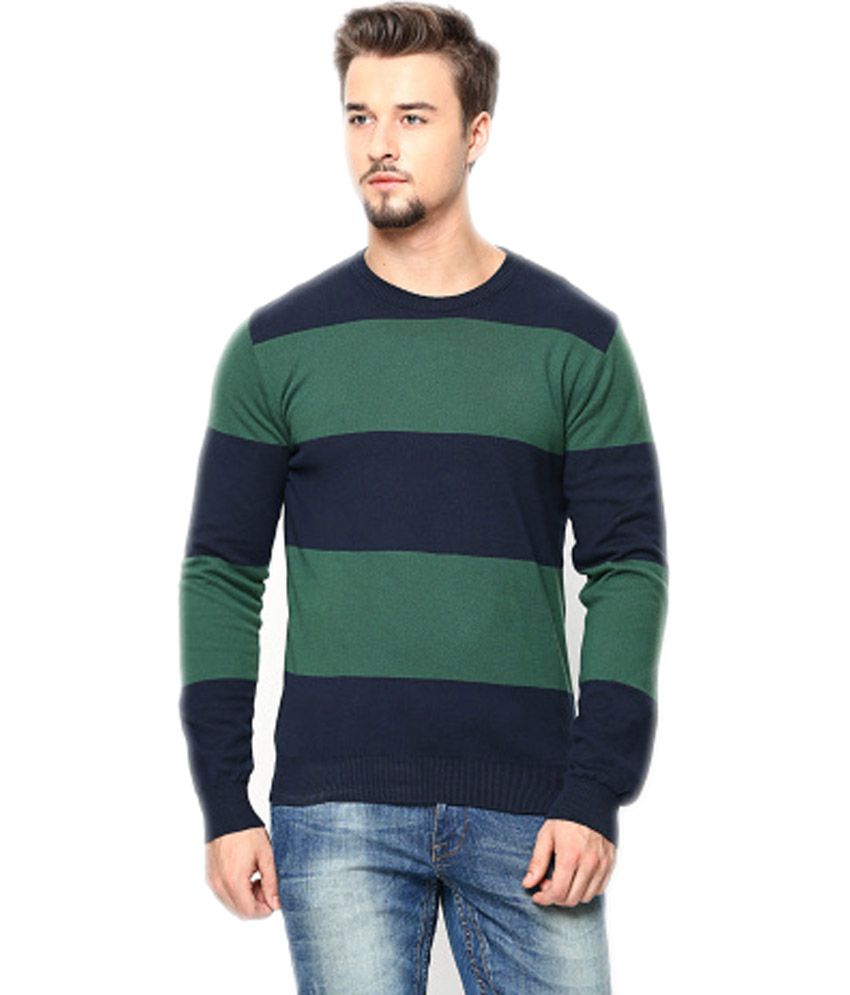 United Colors of Benetton Men Green & Navy Reversible Sweater - Buy ...