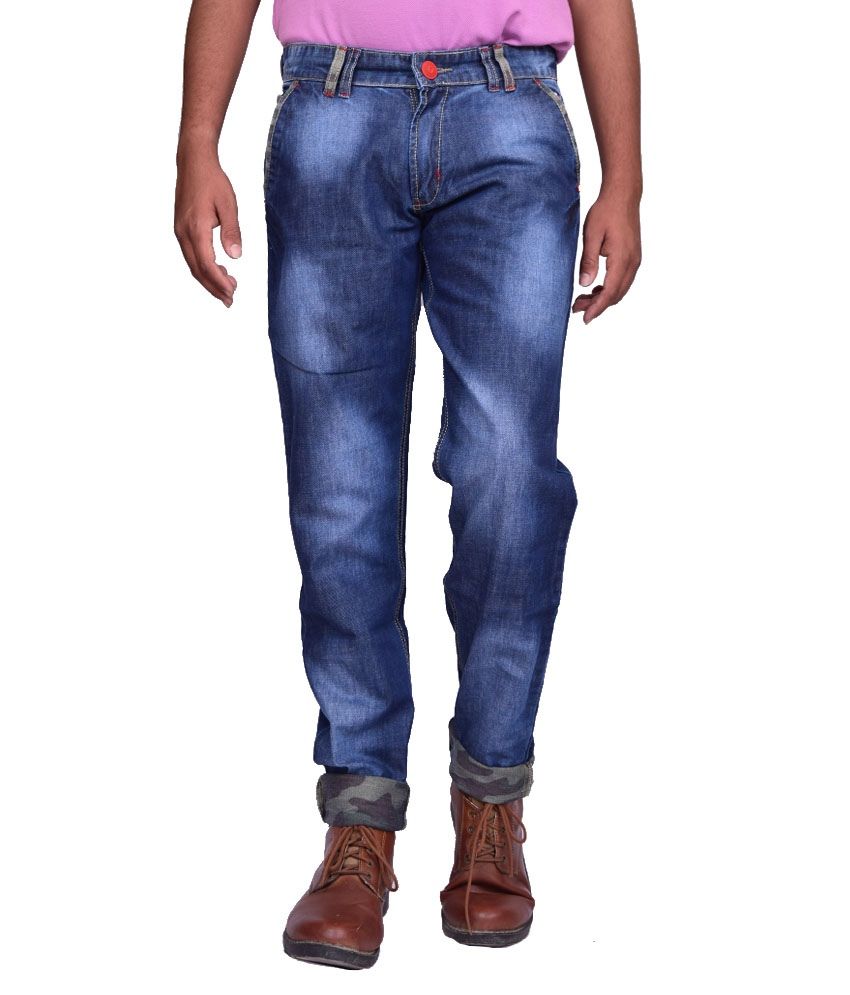     			British Terminal Blue Cotton Skinny Jeans for Men