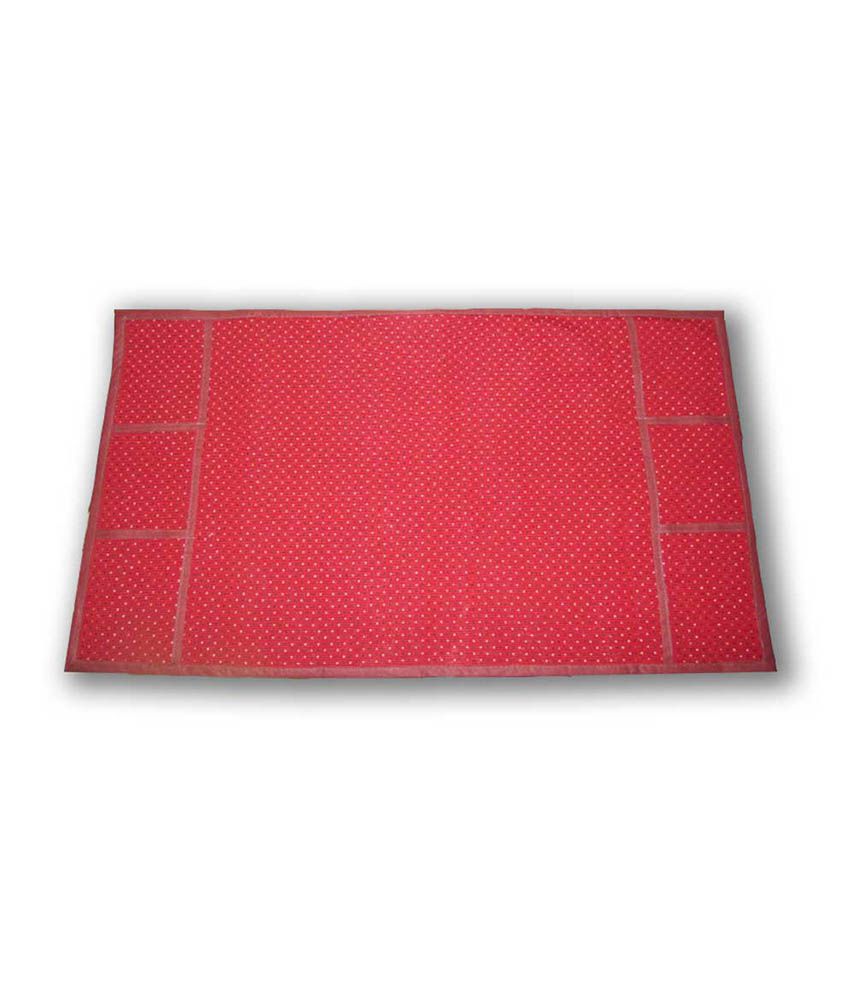     			Hstshilpp Dark Red Traditional Polyster And Cotton Fridge Top Cover With Apron