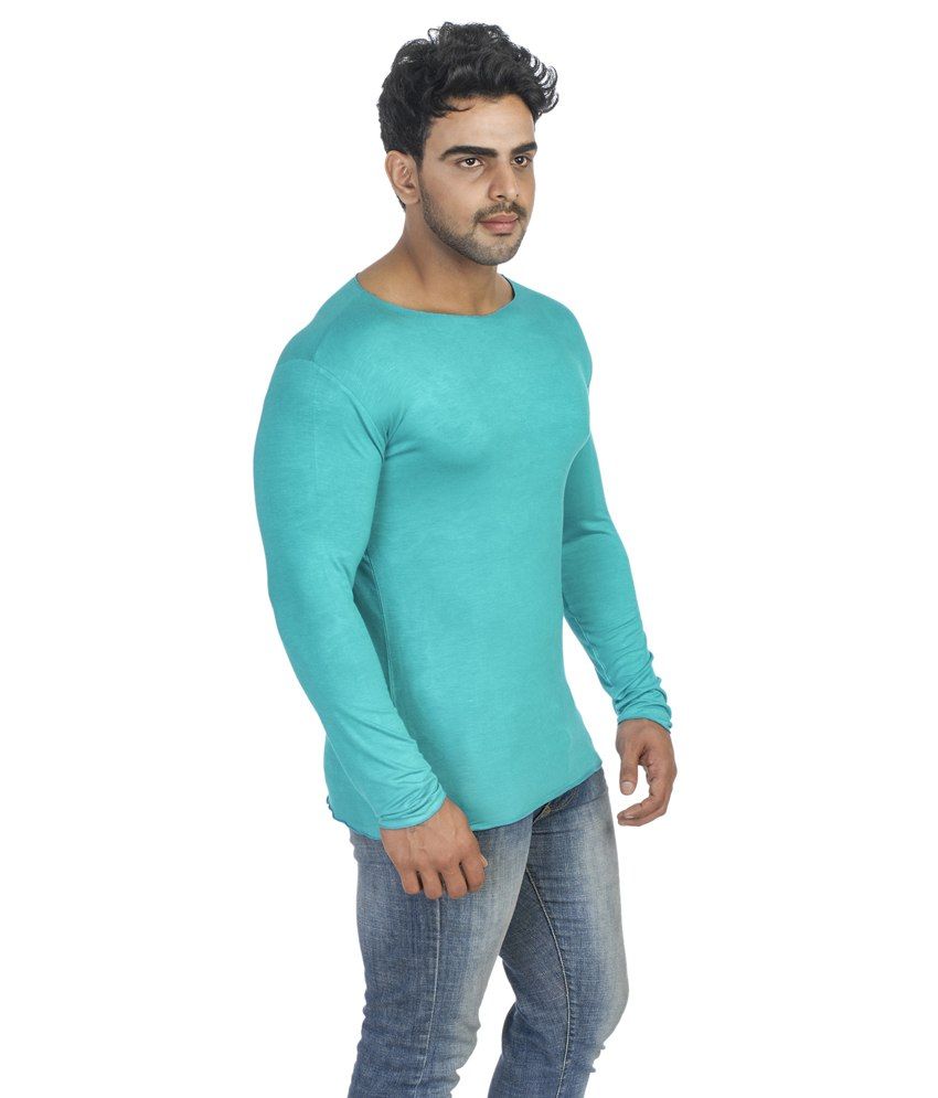 Lycra Green Cotton Blend Round Neck Full Sleeves T-shirt - Buy Lycra ...