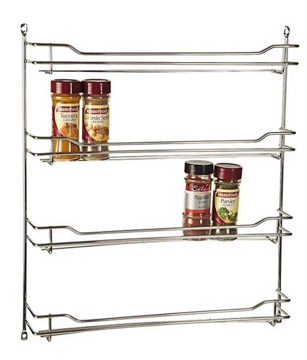 Howards Kitchen Storage Spice Rack 4 Tier Chrome Large Steel Spice