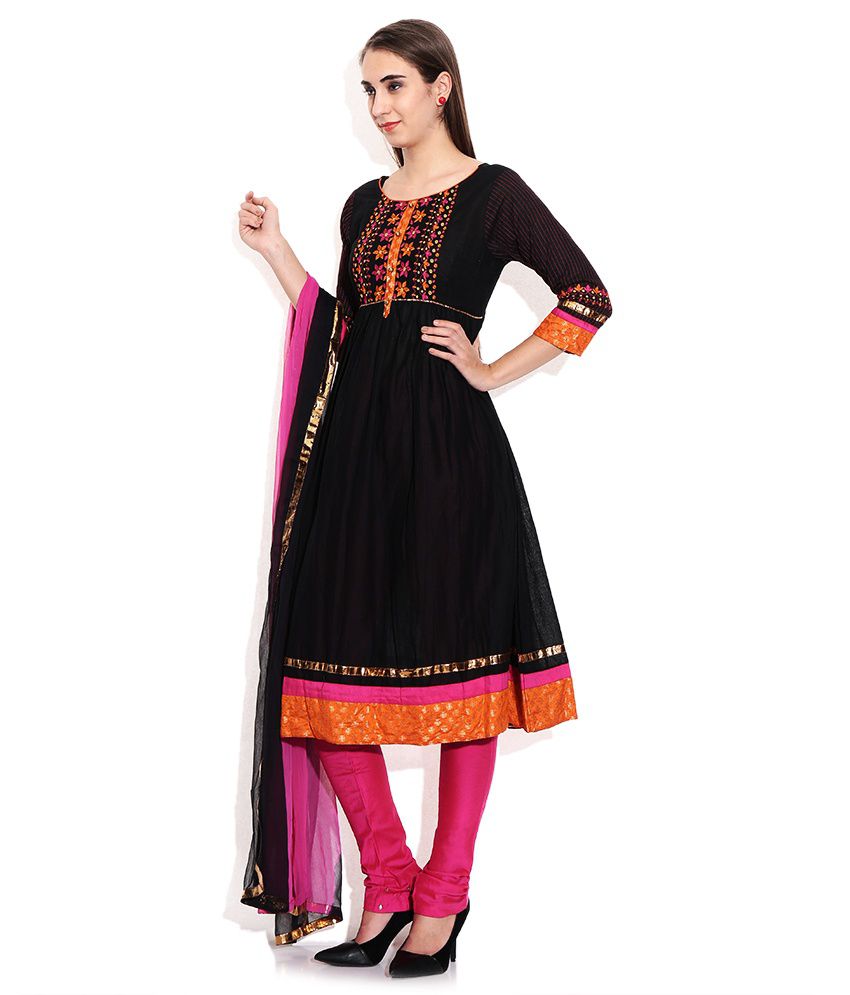 Gili Black Cotton Stitched Salwar Suits With Dupatta - Buy Gili Black ...