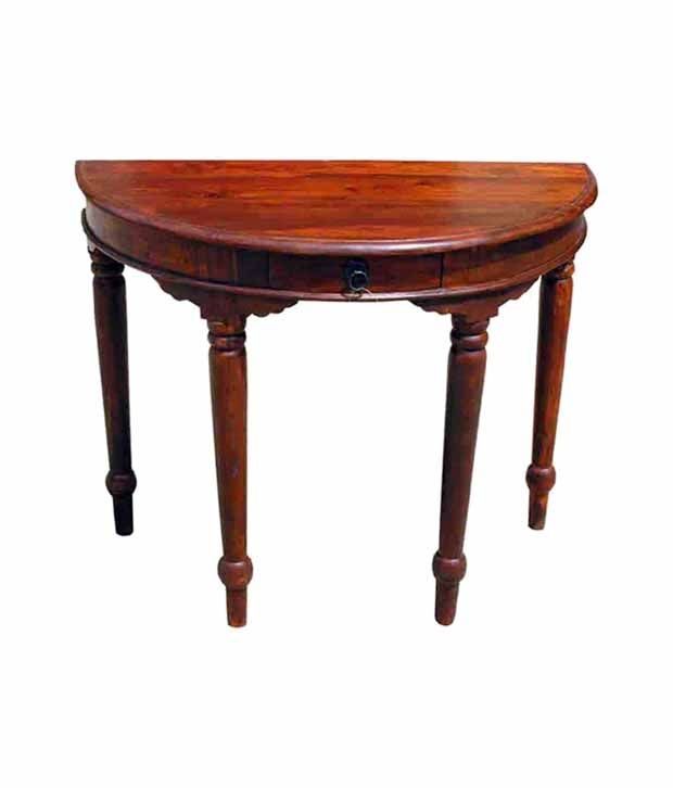 Nikunj Brown Wooden Rectangle Half Round Table Nikunj Brown Wooden Rectangle Half Round Table